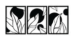 3-piece wooden picture, large leaves