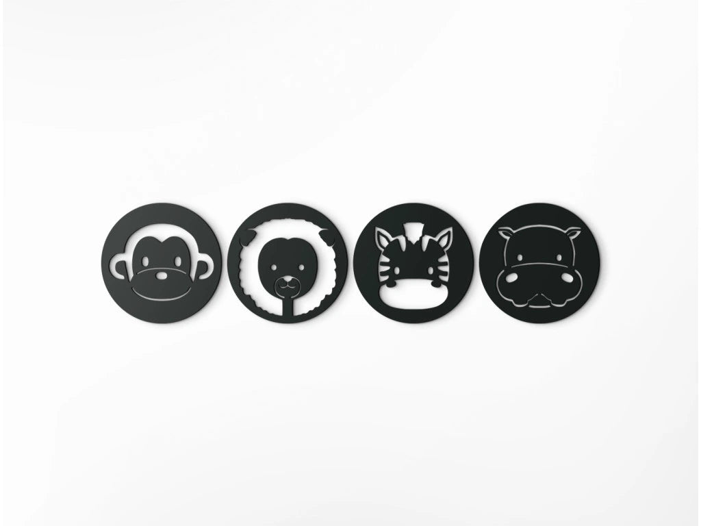 4 Piece Kids Wall Art Exotic Animals