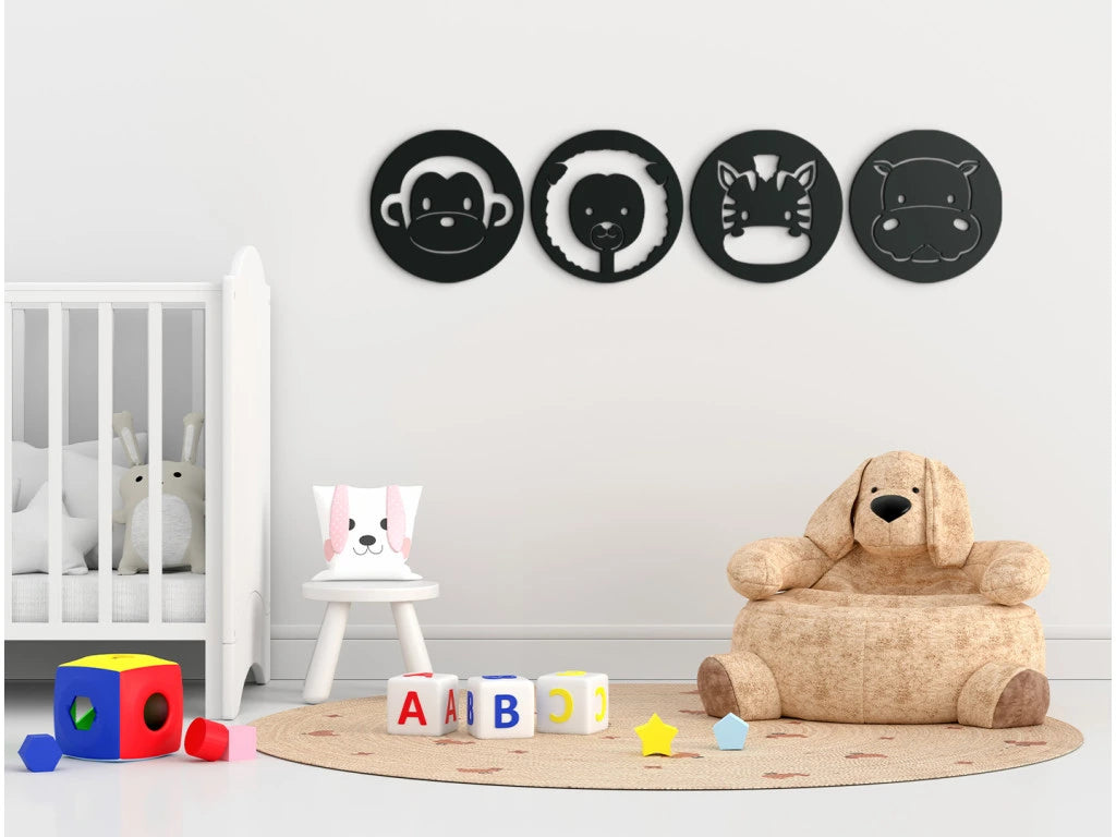 4 Piece Kids Wall Art Exotic Animals