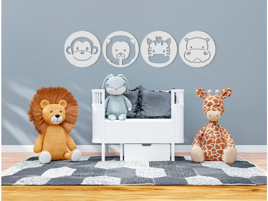 4 Piece Kids Wall Art Exotic Animals