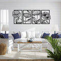 Set of 4 Flower Wall Decoration, 100% Quality wood.