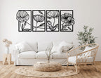 Set of 4 Flower Wall Decoration, 100% Quality wood.